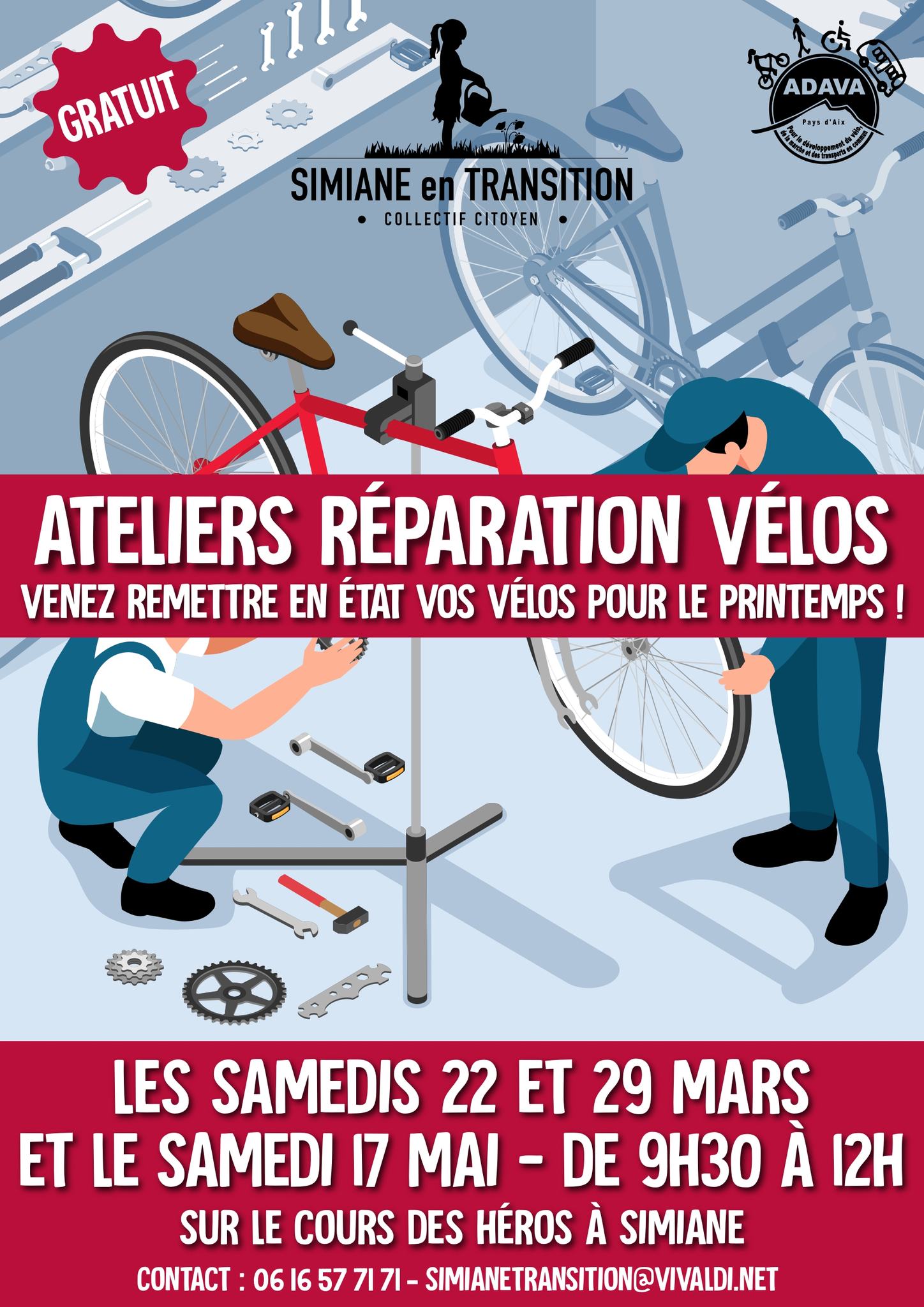 Ateliers réparation vélos les samedis 22 et 29 mars 2025